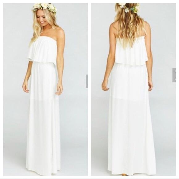 Show Me Your Mumu White Strapless Hacienda Maxi Dress XS Bridal Beach Wedding - Picture 1 of 14